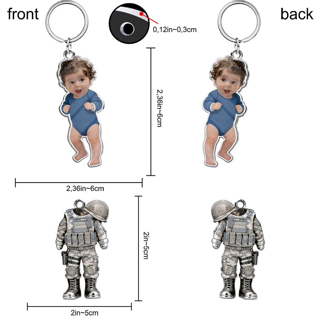Come Home Safe Daddy - Personalized Veteran Premium Keychain With Charms
