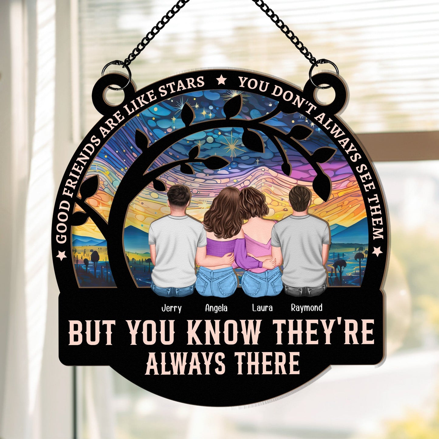 Good Friends Are Like Stars – Personalized Wood and Acrylic Layered Ornament, Gift for Best Friends