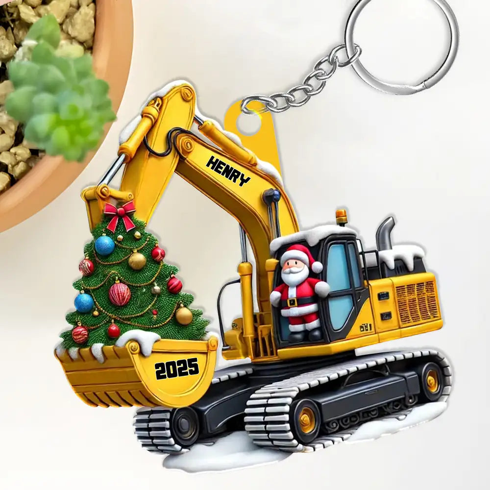 Personalized Funny Construction Car Hanger - Custom Name Ornament Gift