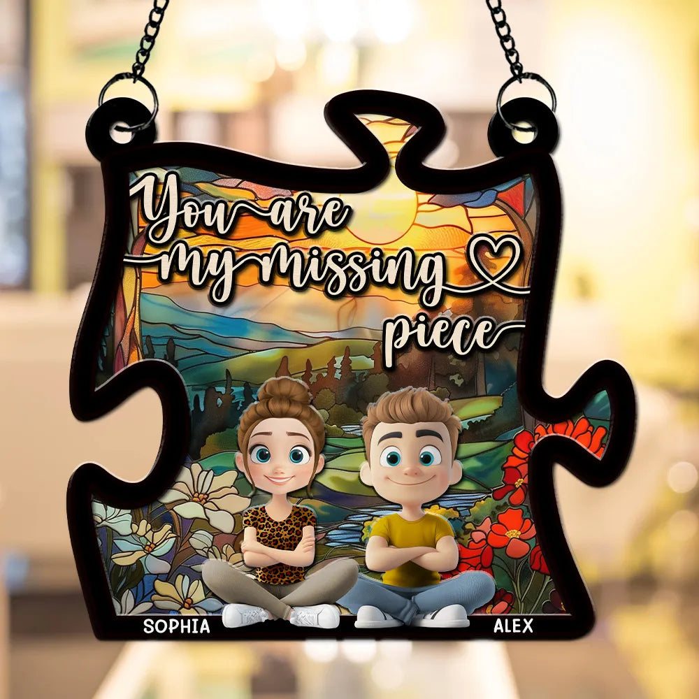 You Are My Missing Piece – Personalized Wood and Acrylic Puzzle Ornament, Romantic Gift for Couple or Lover