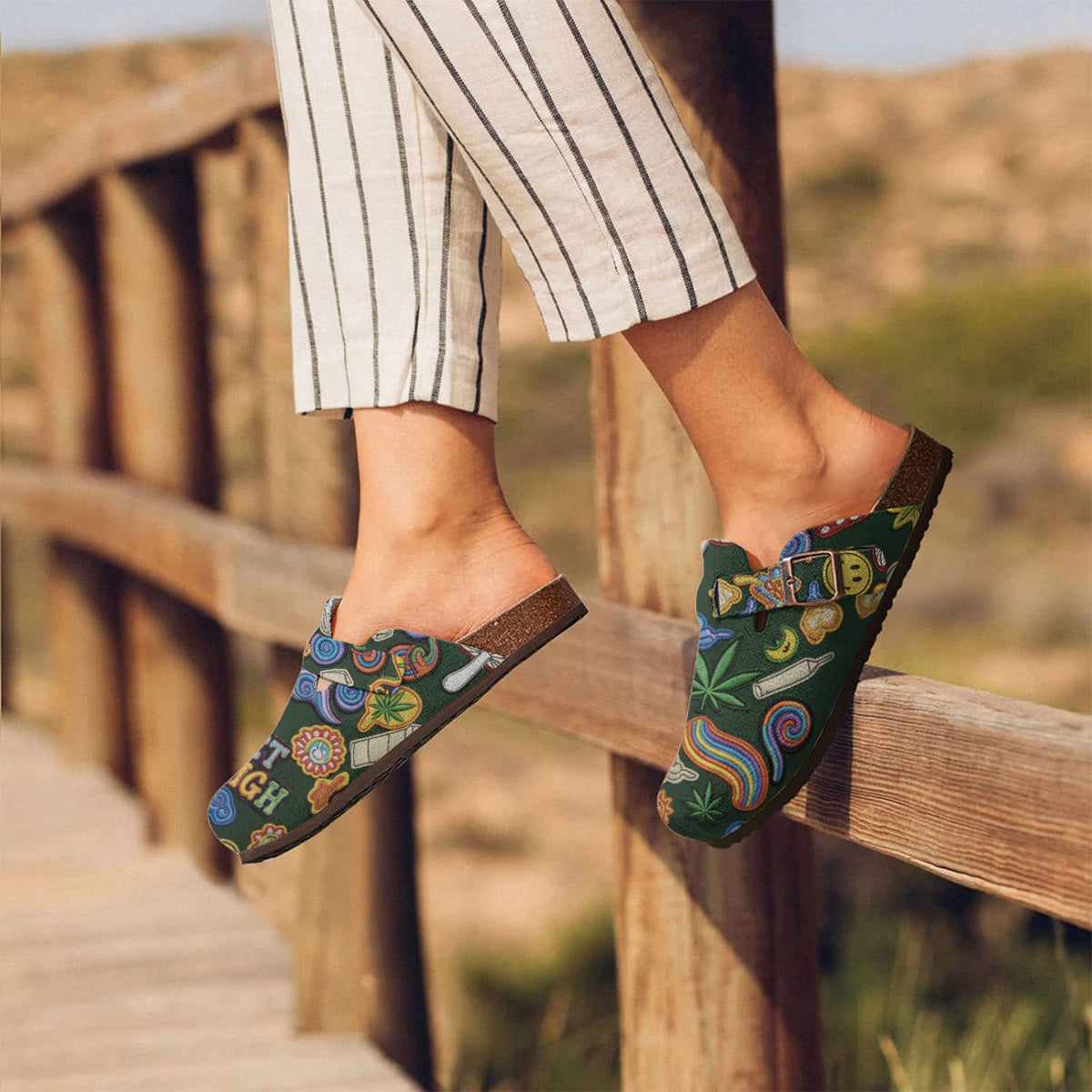 Green Buds Aesthetic - Personalized Weed Clogs With Arch Support