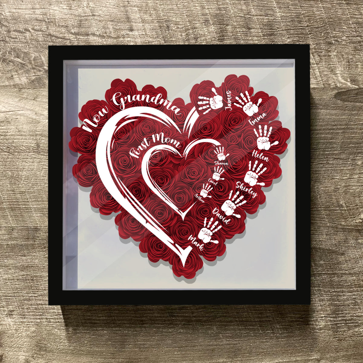 First Mom Now Grandma - Personalized Grandma Flower Shadow Box