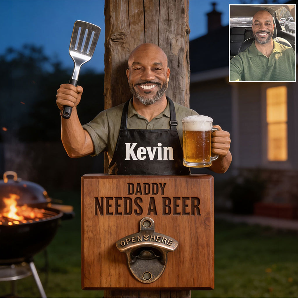 Grill & Brew - Personalized Father Wall Bottle Opener