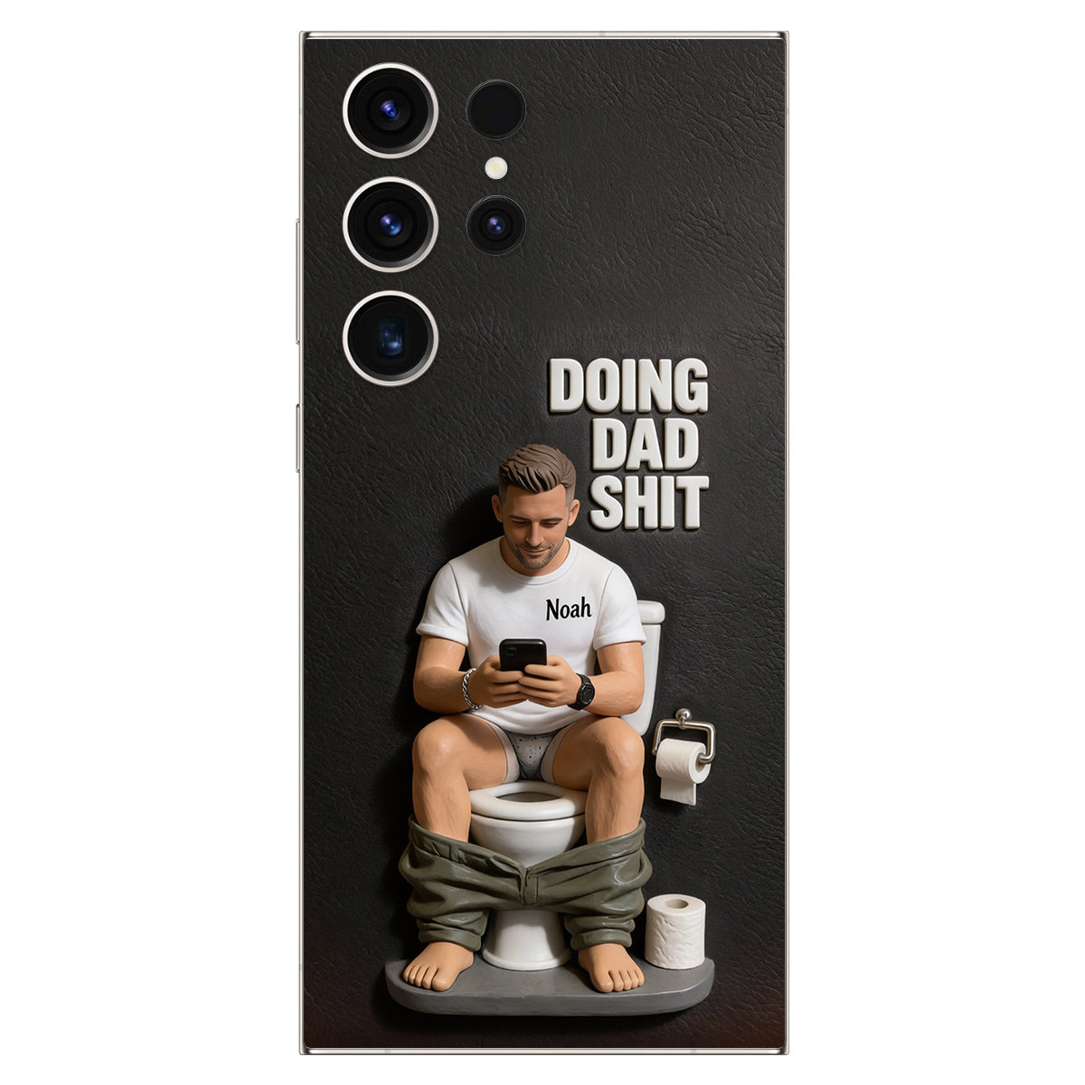 Doing Dad Shit - Personalized Father 3D Embossed Leather Phone Case