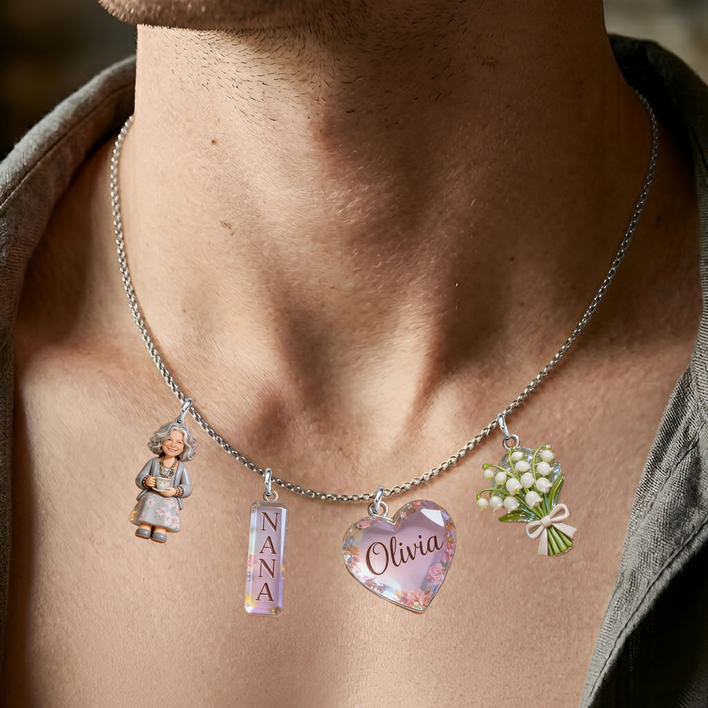 Custom Any Photo, Gift For Grandma, Mom - Personalized Grandma Metal Necklaces With Pendants
