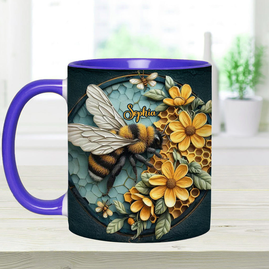 Bee And Honeycomb - Personalized Bee Accent Mug