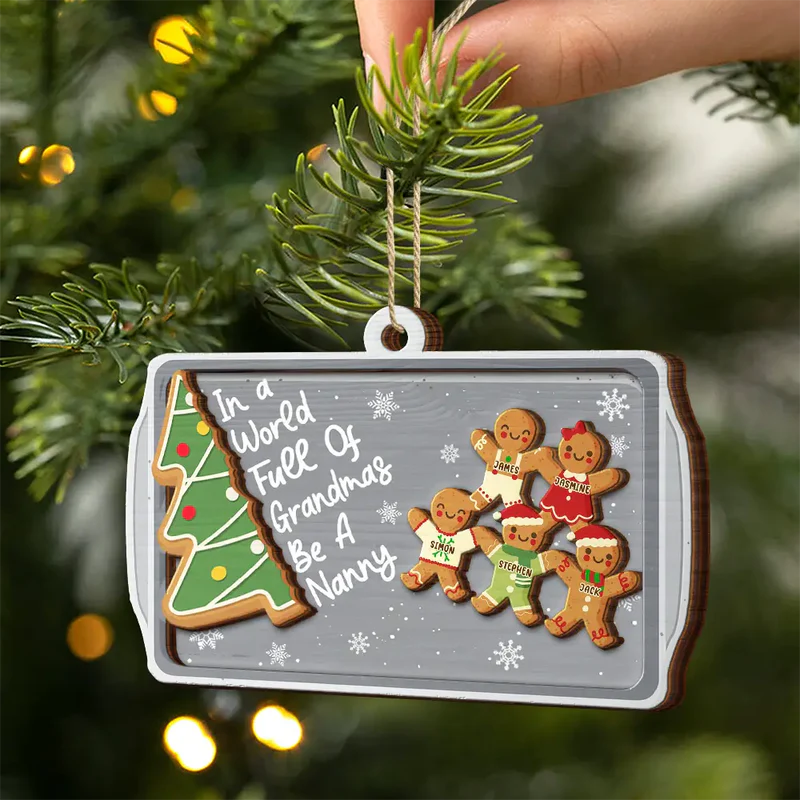 Personalized Gingerbread Ornament for Christmas, wooden 2-layer, cute cartoon style, creative gift for Grandmother