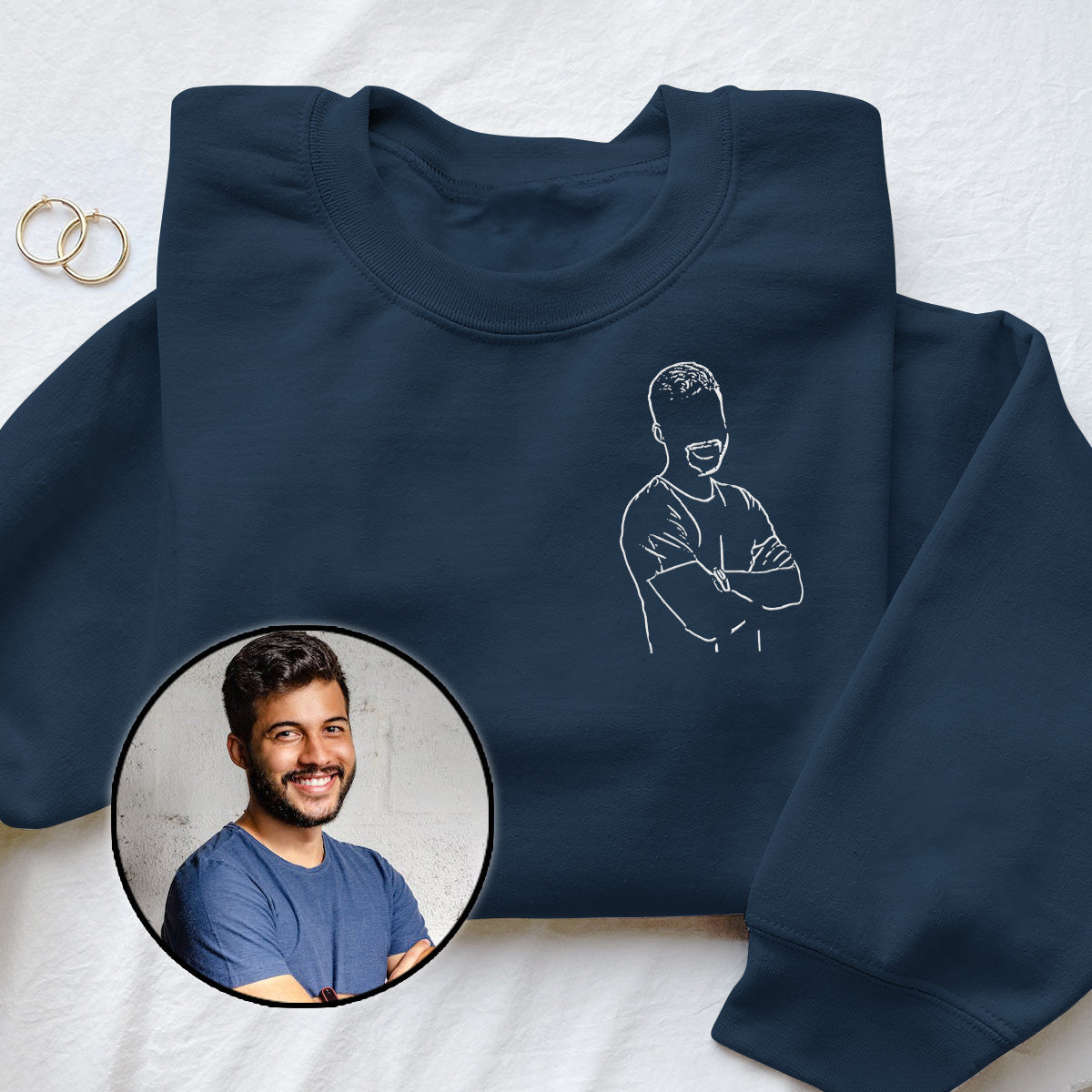 Custom Line Art - Personalized grandson Embroidered Sweater