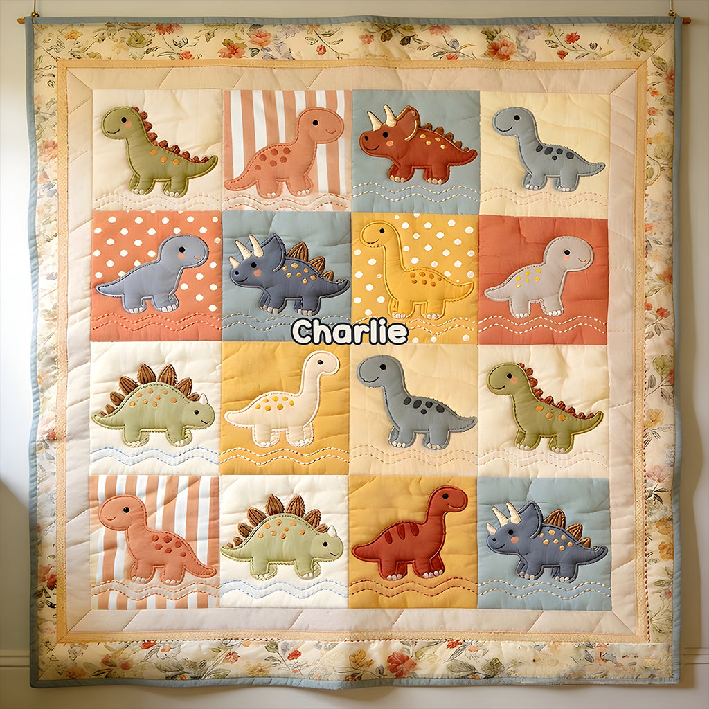 Adorable Dinosaurs - Personalized Kid Quilt