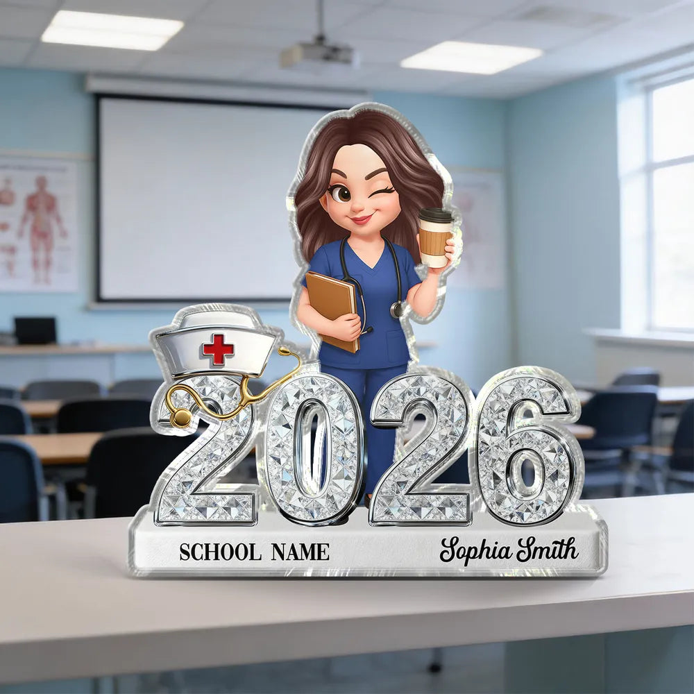 Personalized Class of Acrylic Block Plaque Cute Nurse Design for Graduation Season Shelf Decor Unique RN Gift