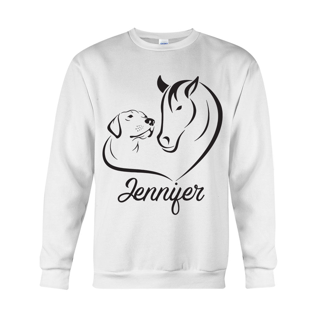 Horse And Dog - Personalized Horse T-shirt And Hoodie