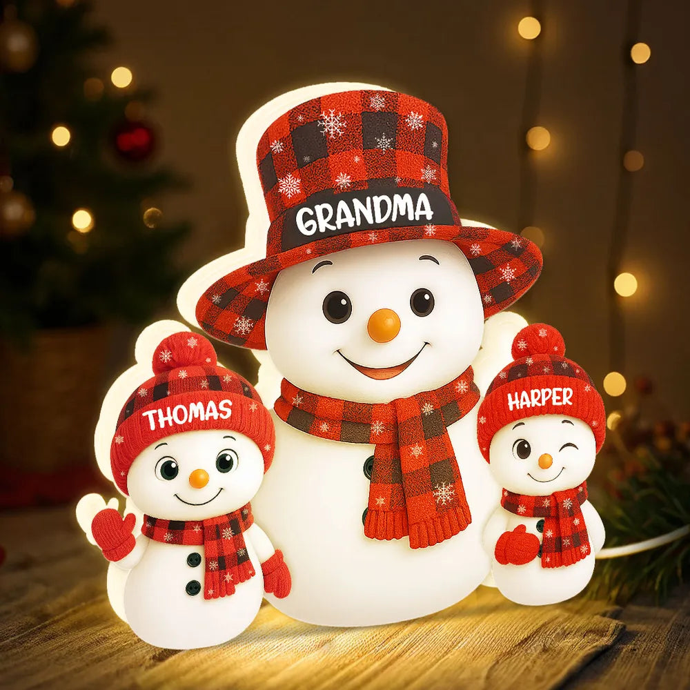 Acrylic Light Box Snowman Family, soft glowing festive décor for cozy nights, heartwarming display and thoughtful holiday gift