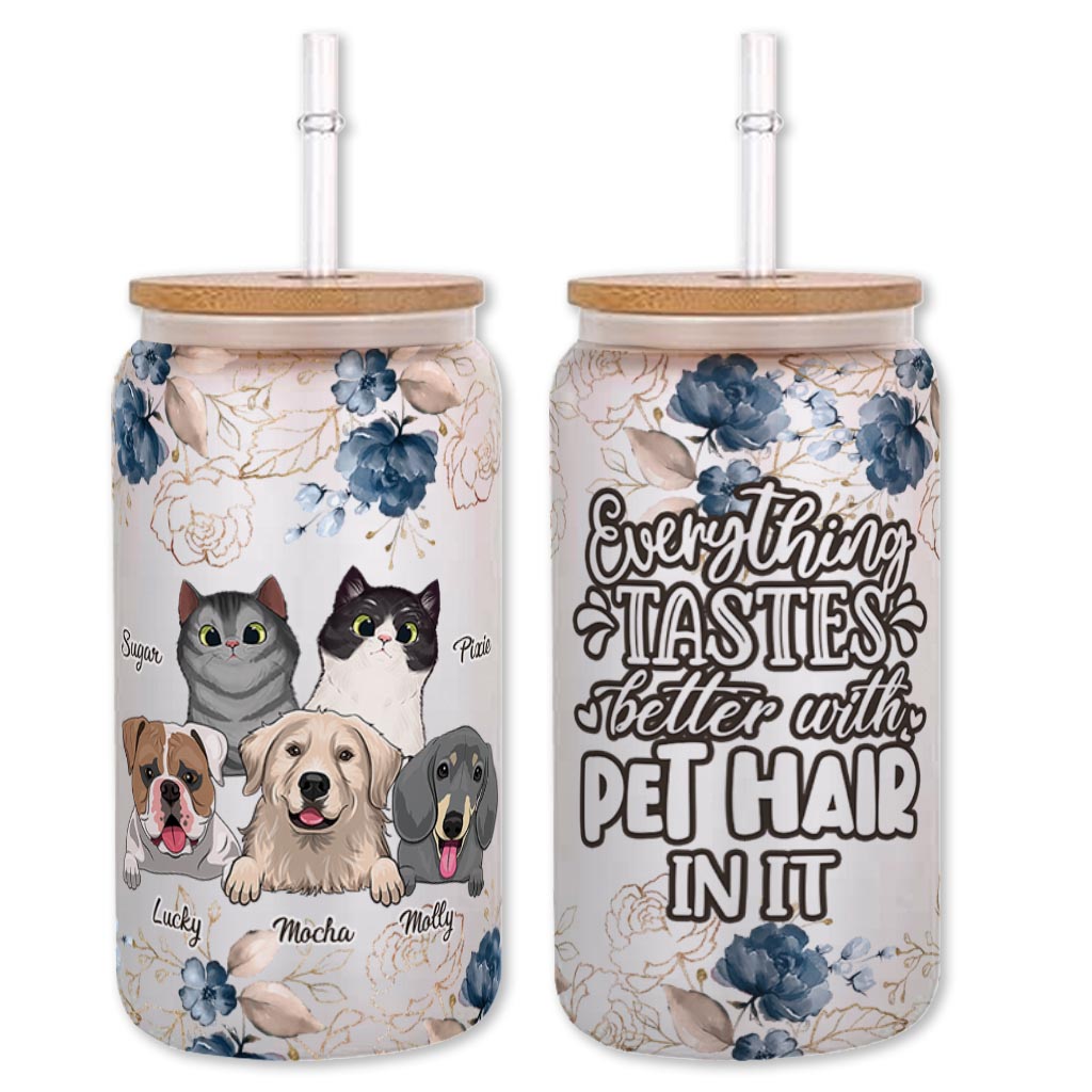 Everything Tastes Better - Cat gift for dog lover - Personalized Can Glass