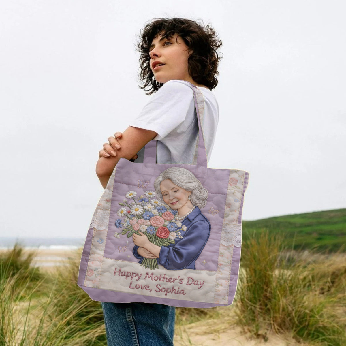 Custom Any Photo - Personalized Mother Quilted Tote Bag