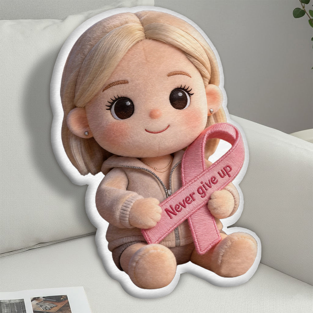 Breast Cancer Awareness - Personalized Breast Cancer Awareness Faux Fur Shaped Pillow