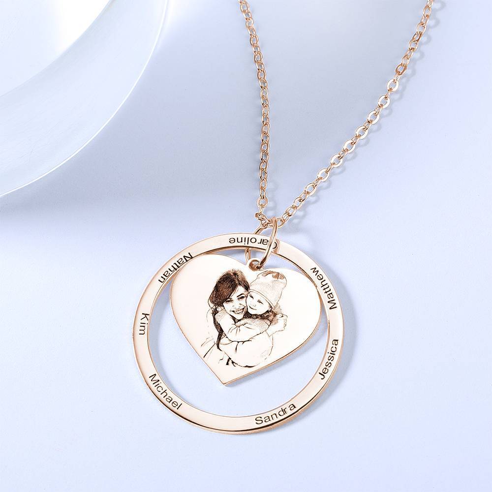 Engraved Love Pendant - Personalized Engraved Necklace Heart In Round Pendant