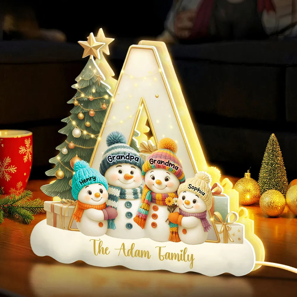 Snowman Family Acrylic Light Box – Heartwarming Holiday Decor, Perfect Gift for Grandparents & Family