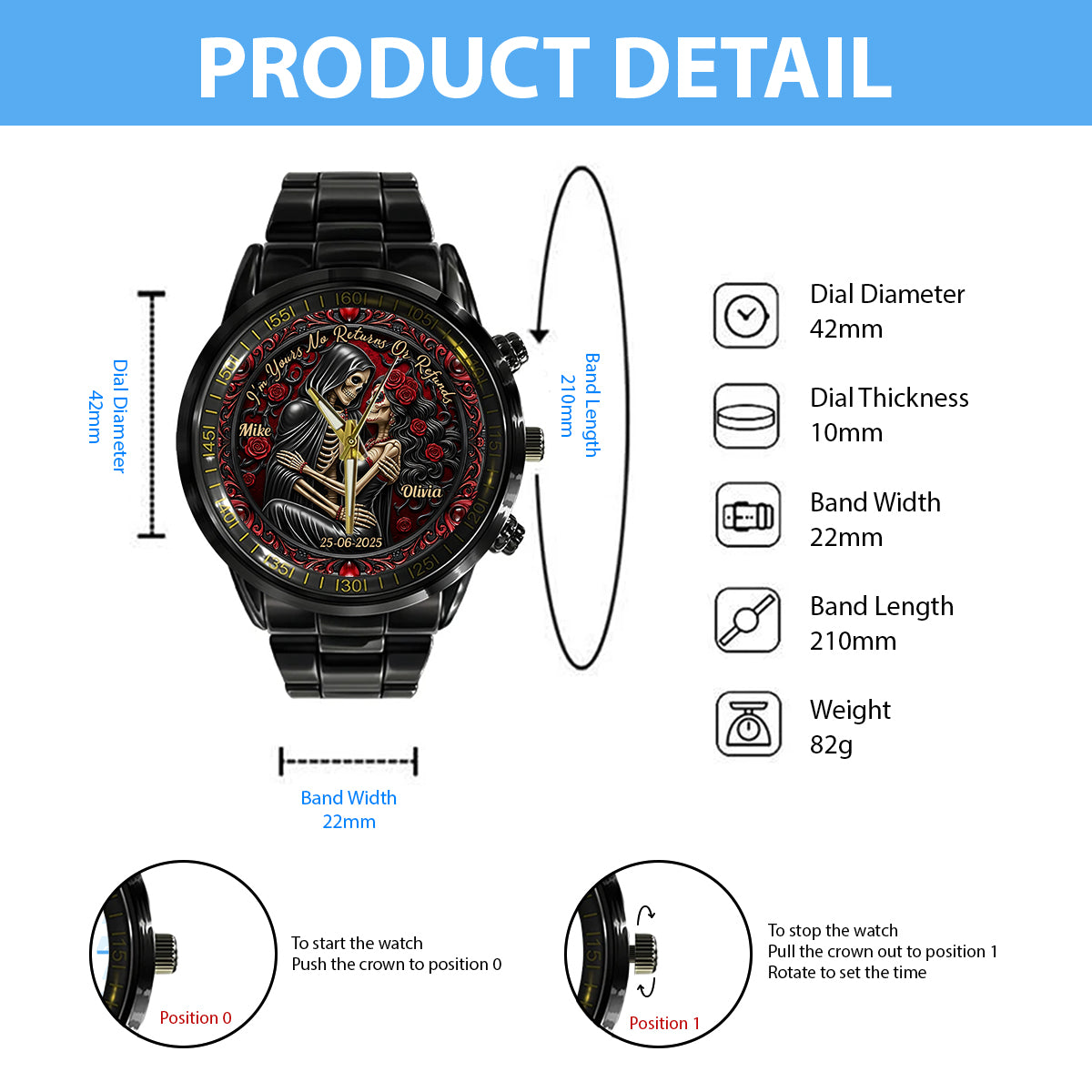 I'm Yours No Returns Or Refunds - Personalized Couple Hand Watch