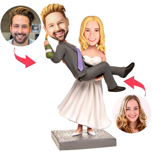 Personalized Couple Bride Holding Groom Bobblehead