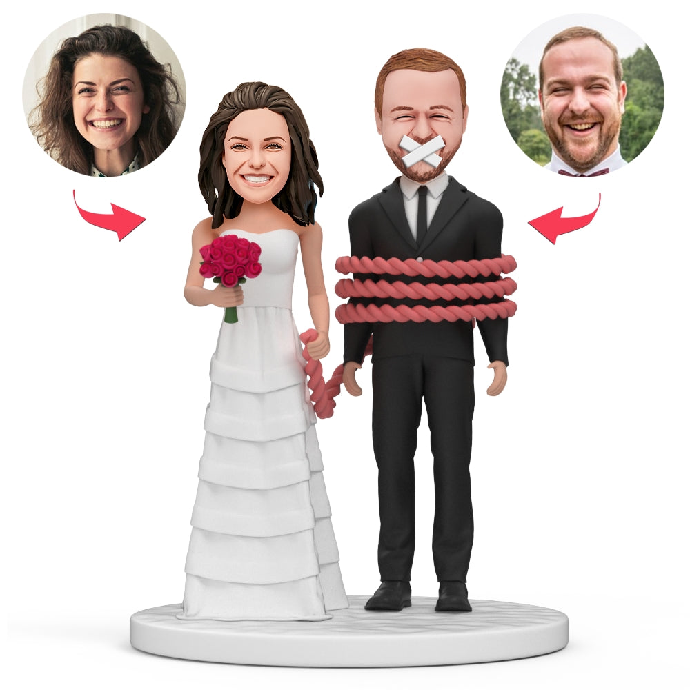 Personalized Couple Groom Bride Shutting Up Bobblehead
