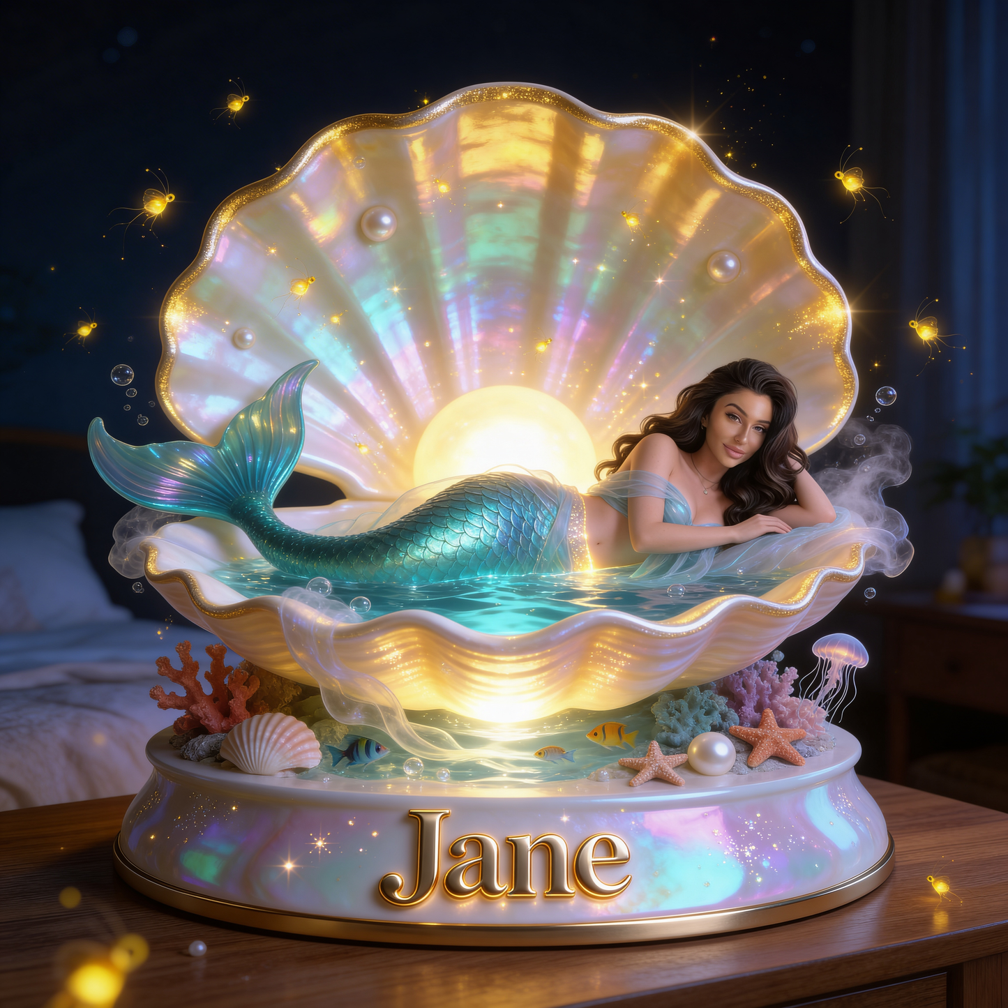 Mermaid Theme, Mermaid Lovers - Personalized Mermaid Acrylic LED Night Light