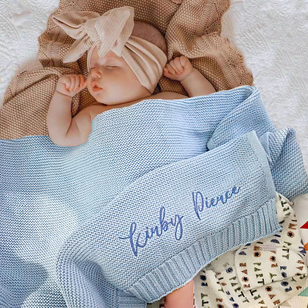 Name Embroidered - Personalized Newborn Embroidered Baby Blanket