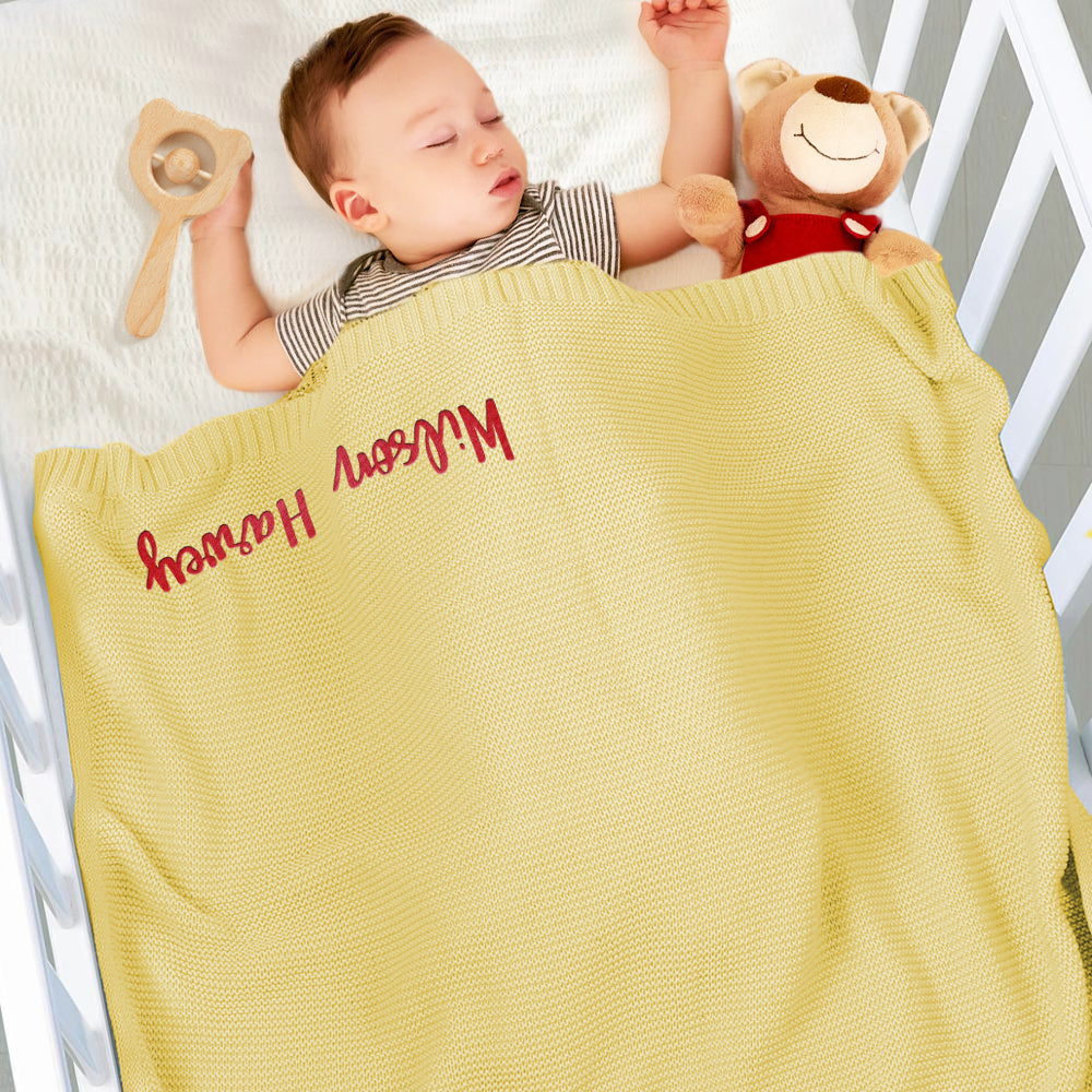 Name Embroidered - Personalized Newborn Embroidered Baby Blanket