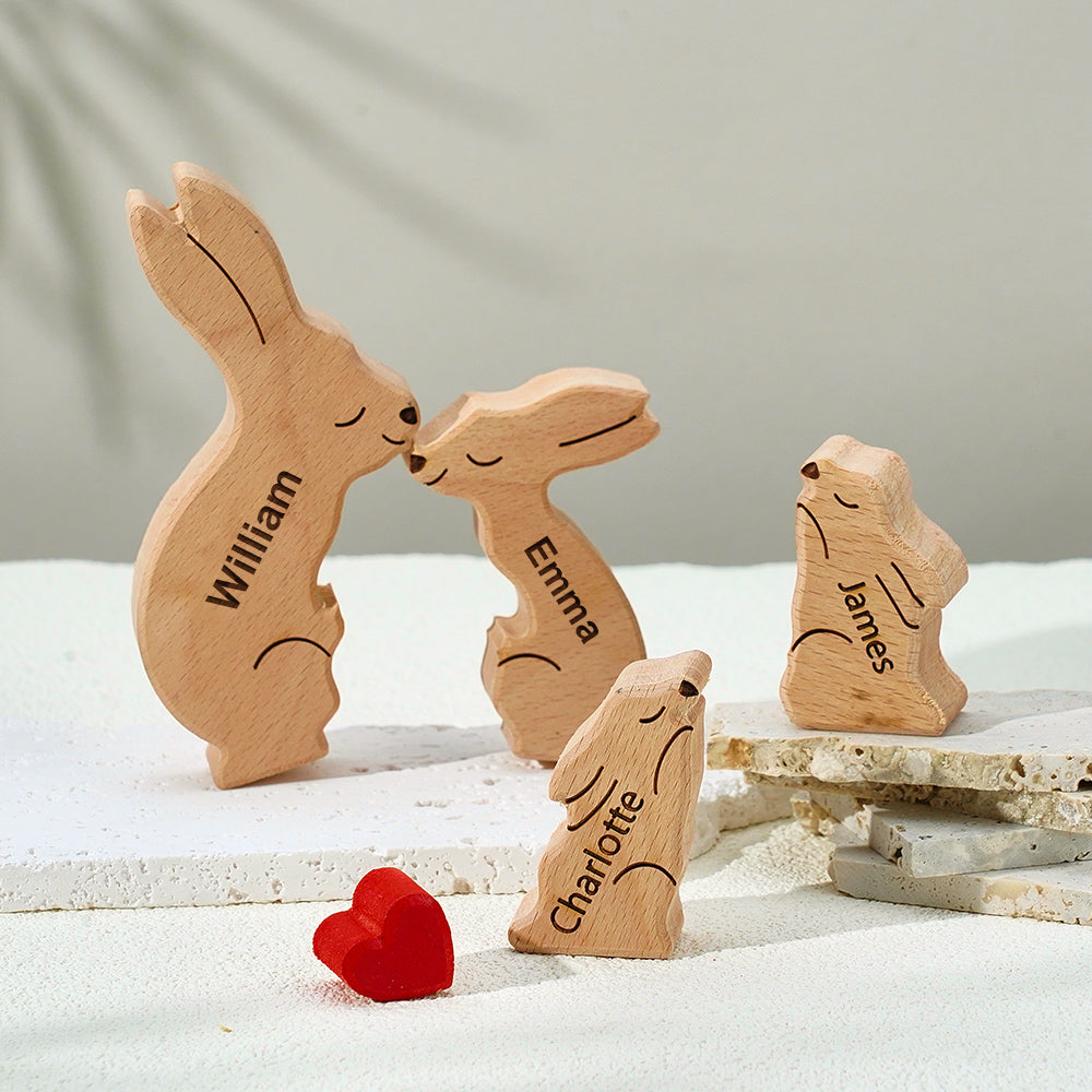 Rabbit Family - Personalized Family Wooden Puzzle