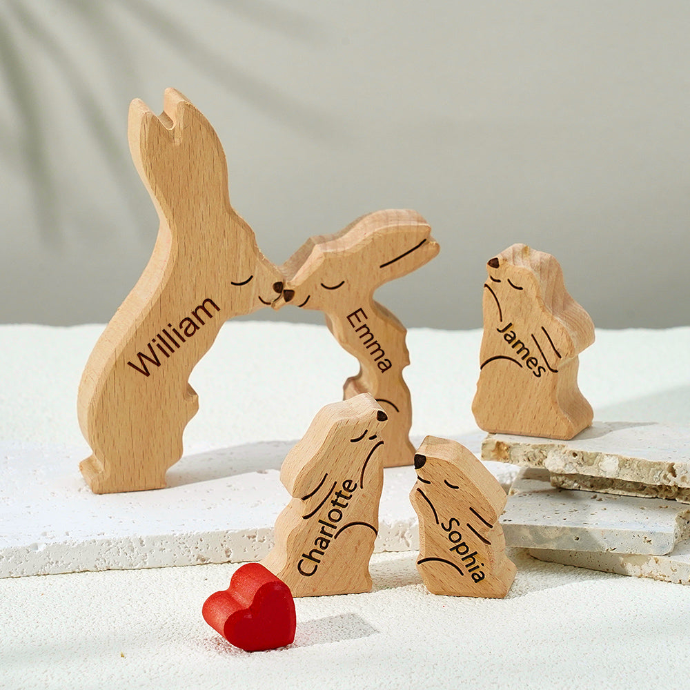 Rabbit Family - Personalized Family Wooden Puzzle