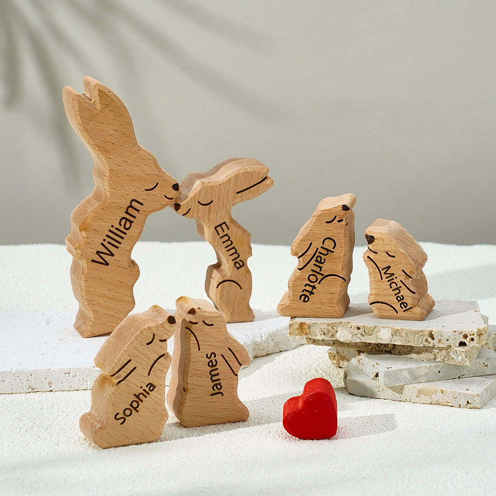 Rabbit Family - Personalized Family Wooden Puzzle
