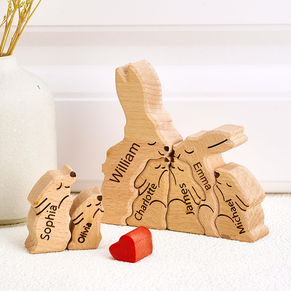 Rabbit Family - Personalized Family Wooden Puzzle