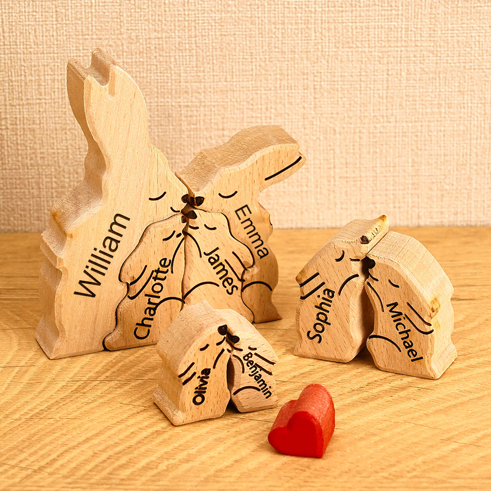 Rabbit Family - Personalized Family Wooden Puzzle