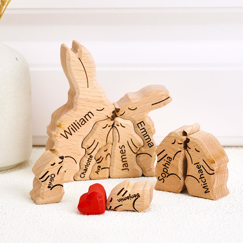 Rabbit Family - Personalized Family Wooden Puzzle