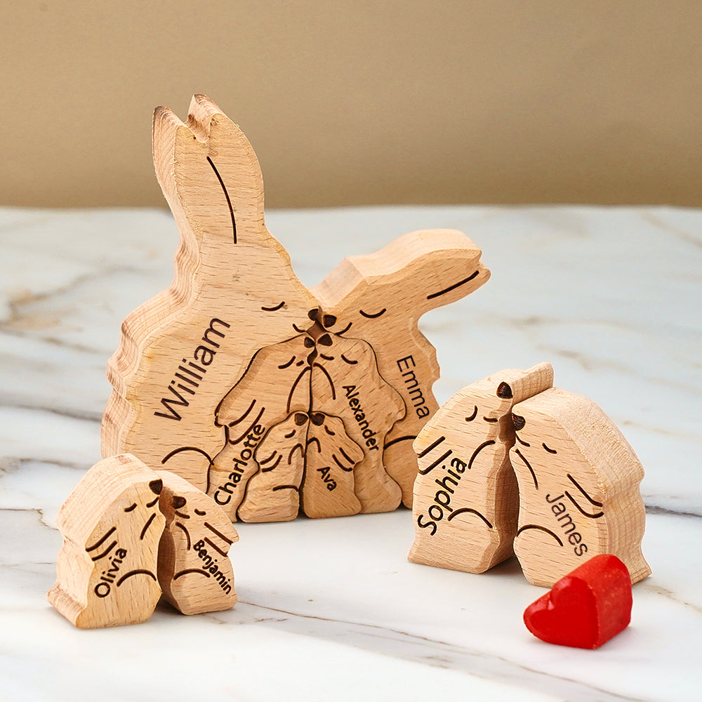 Rabbit Family - Personalized Family Wooden Puzzle