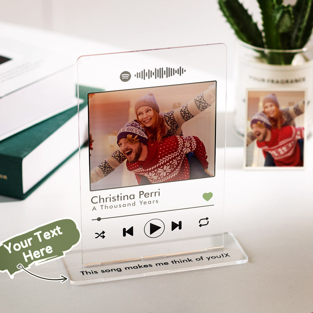 This Song Makes Me Think Of You - Personalized Couple Spotify Code Photo Plaque