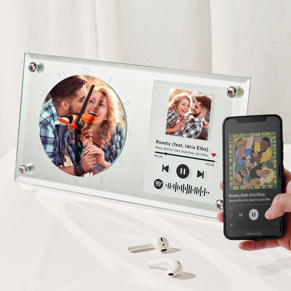 Spotify Code Photo Clock - gift for husband, wife, boyfriend, girlfriend - Personalized Clock
