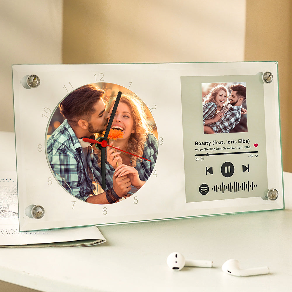 Spotify Code Photo Clock - gift for husband, wife, boyfriend, girlfriend - Personalized Clock