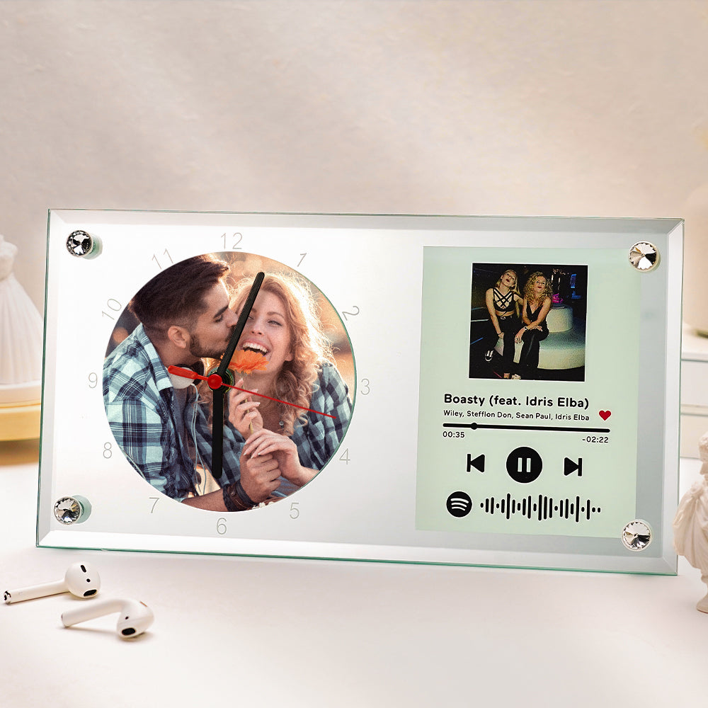 Spotify Code Photo Clock - gift for husband, wife, boyfriend, girlfriend - Personalized Clock
