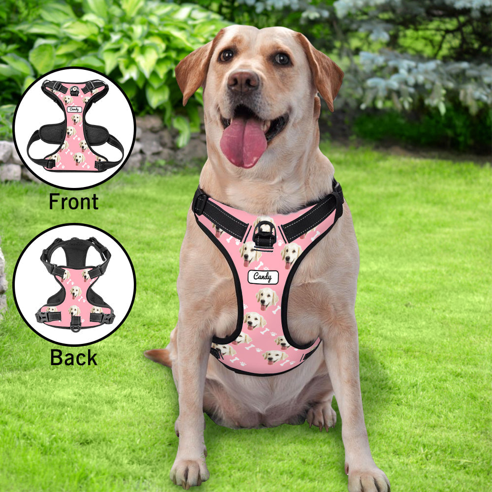 Personalized Dog Photo Bone Pattern Style Dog Harness