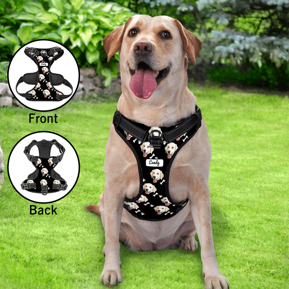 Personalized Dog Photo Bone Pattern Style Dog Harness