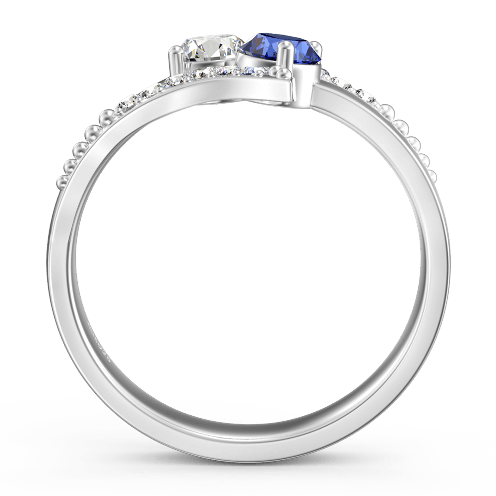 Personalized Two Birthstones Engraved 925 Silver