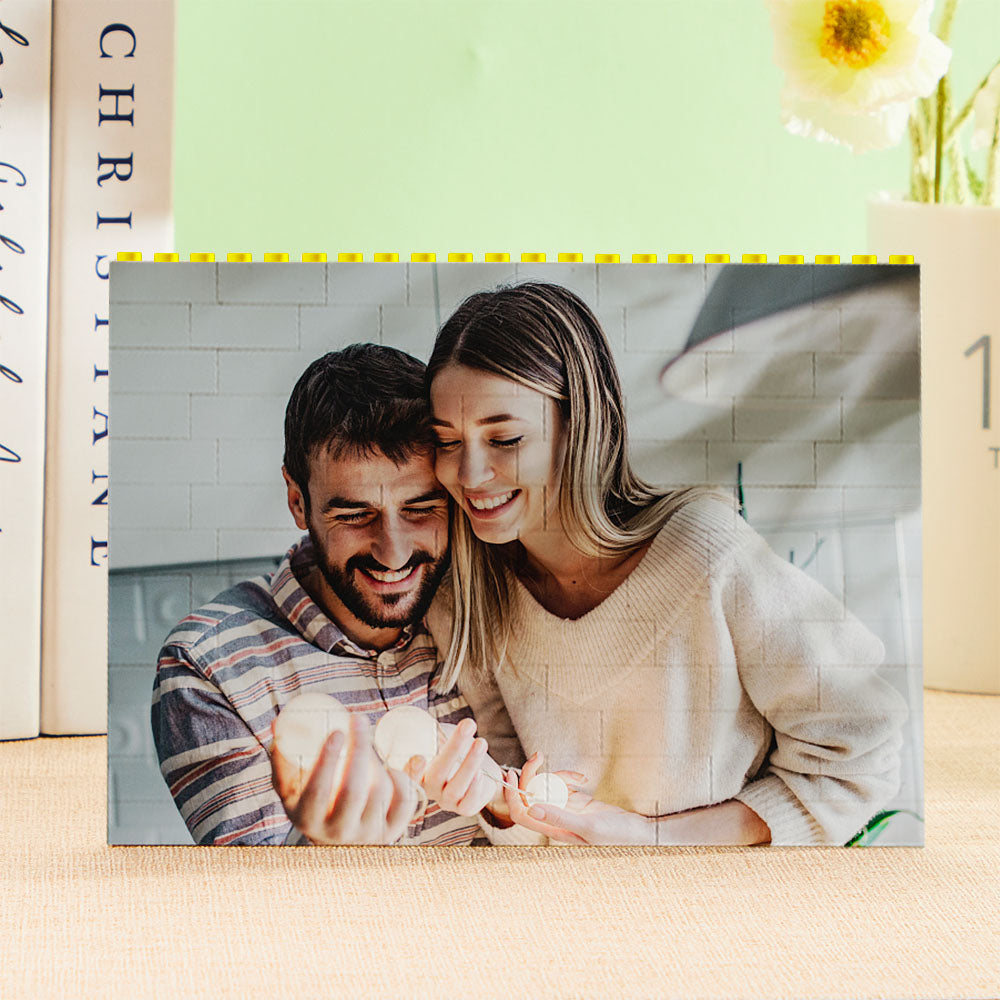 Yellow Building Block - Personalized Couple Photos Yellow Brick Figures