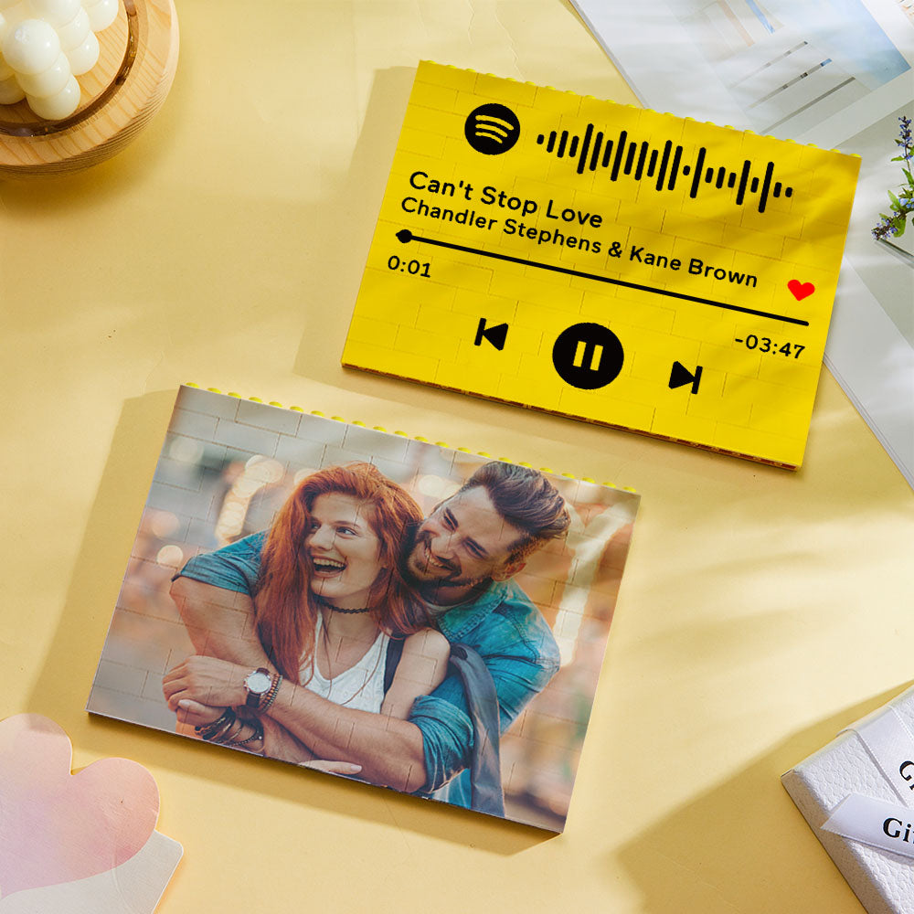 Yellow Building Block - Personalized Couple Photos Yellow Brick Figures