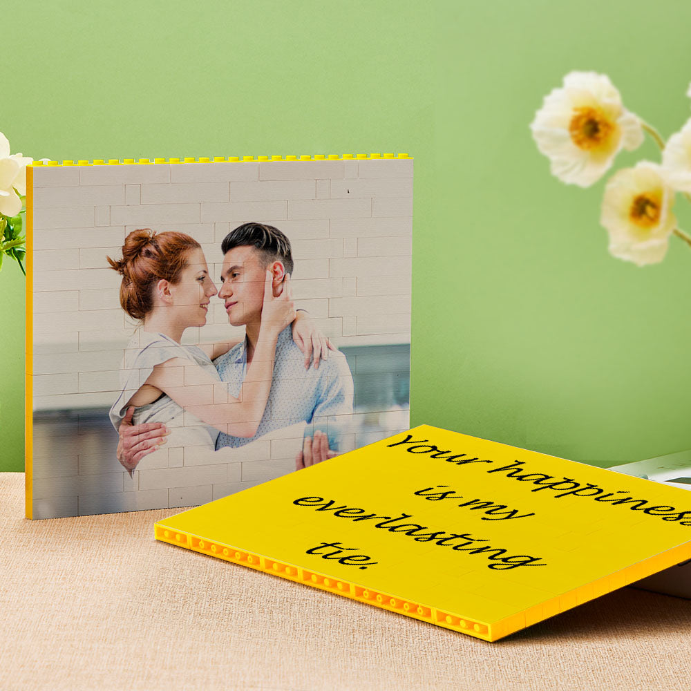 Yellow Building Block - Personalized Couple Photos Yellow Brick Figures