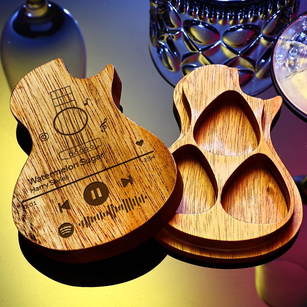 Music Code And Text Custom Plectrum Container - Personalized Guitar Picks & Guitar Box Set