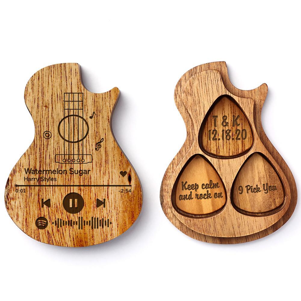 Music Code And Text Custom Plectrum Container - Personalized Guitar Picks & Guitar Box Set