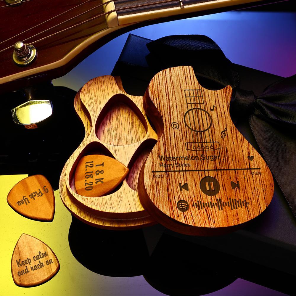 Music Code And Text Custom Plectrum Container - Personalized Guitar Picks & Guitar Box Set
