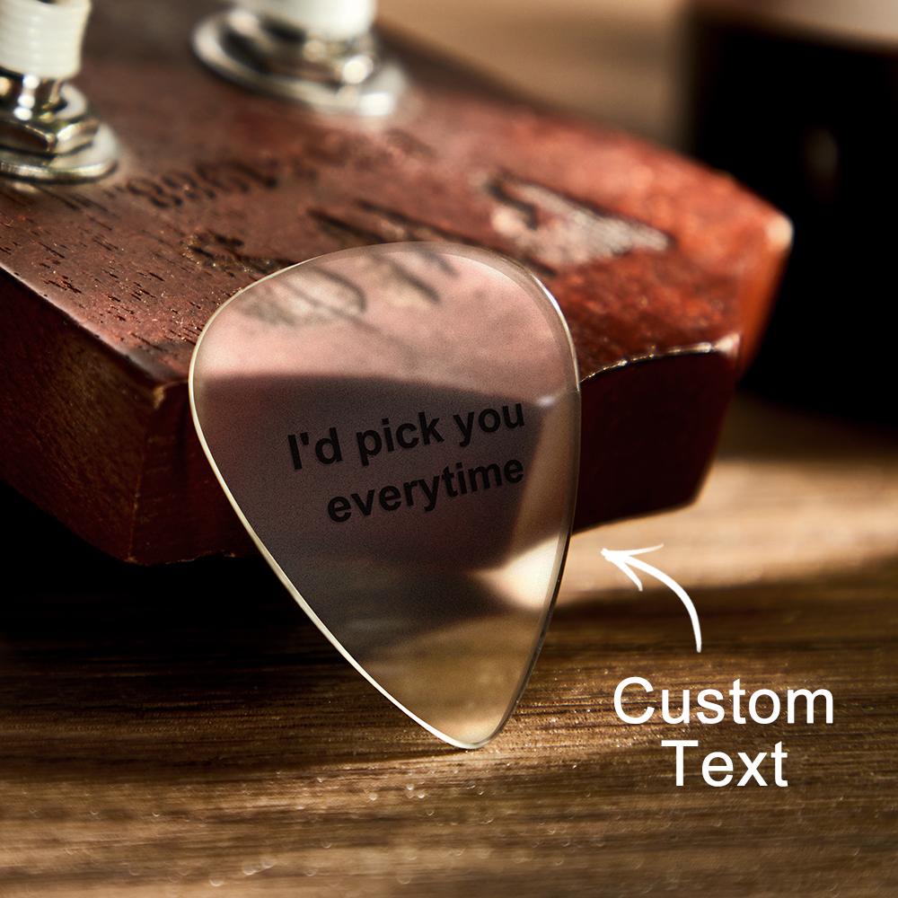 Text Custom Transparent Guitar Pick