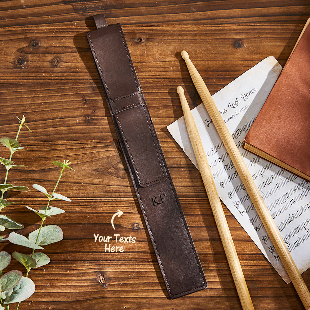 Personalized Drummer Engraved Leather Drumstick Bag