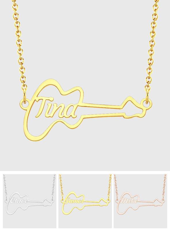 Personalized Guitar Shaped Name Necklace